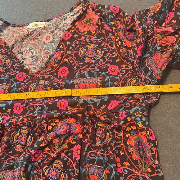 Natural Life XXL Boho Floral Flare Sleeve Babydoll Midi Dress 100% Rayon - Picture 8 of 9